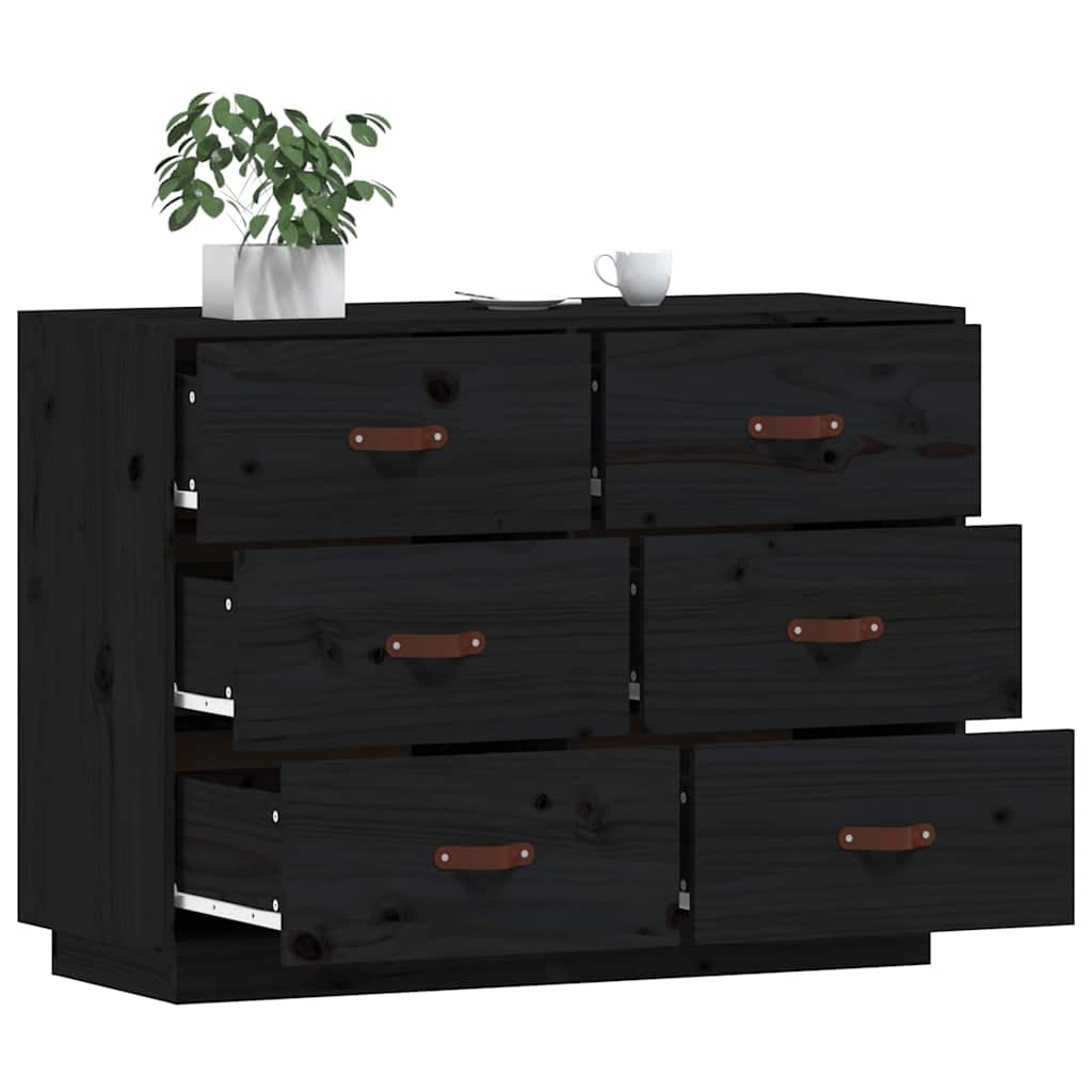 skænk 100x40x75 cm massivt fyrretræ sort