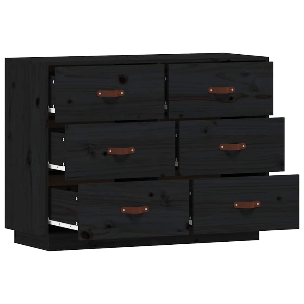 skænk 100x40x75 cm massivt fyrretræ sort