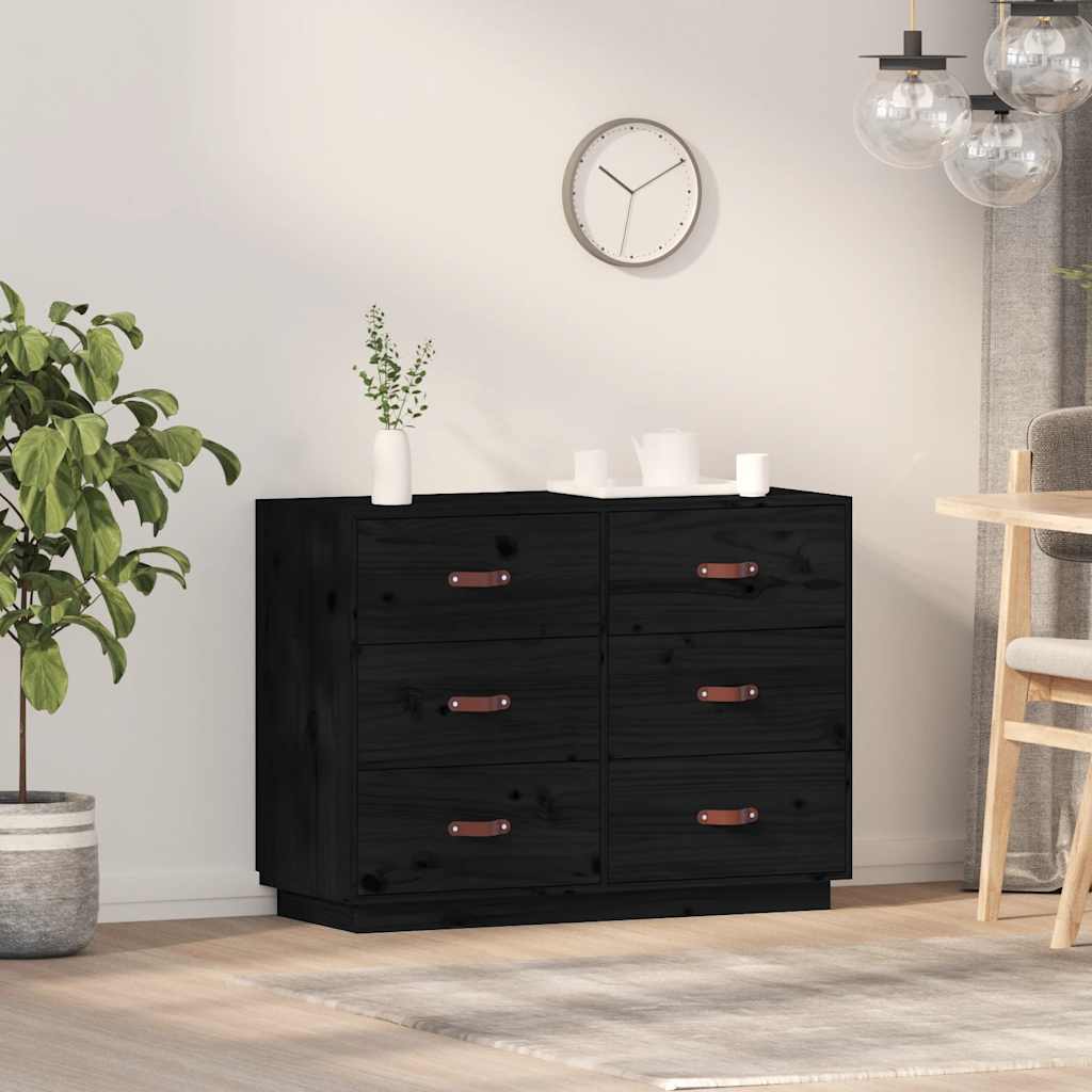 skænk 100x40x75 cm massivt fyrretræ sort