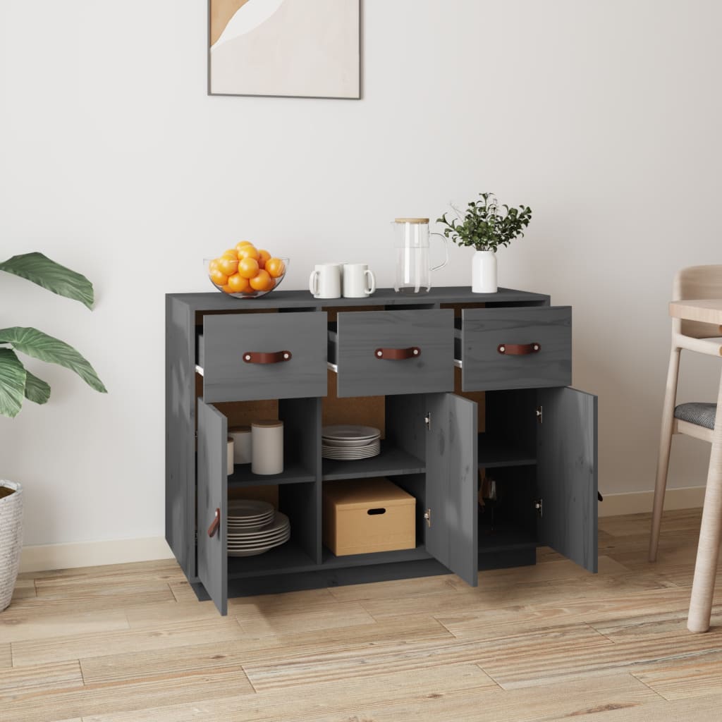 skænk 100x40x75 cm massivt fyrretræ Grå
