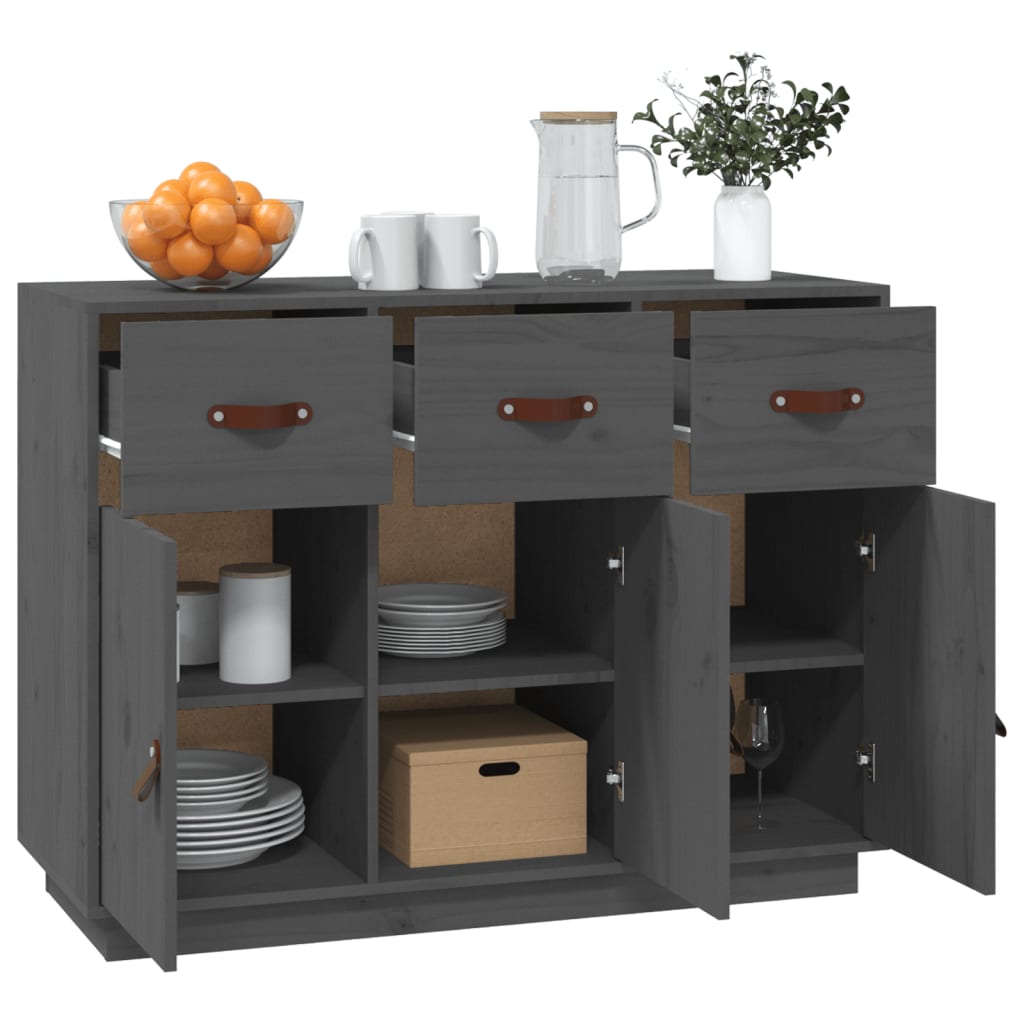 skænk 100x40x75 cm massivt fyrretræ Grå