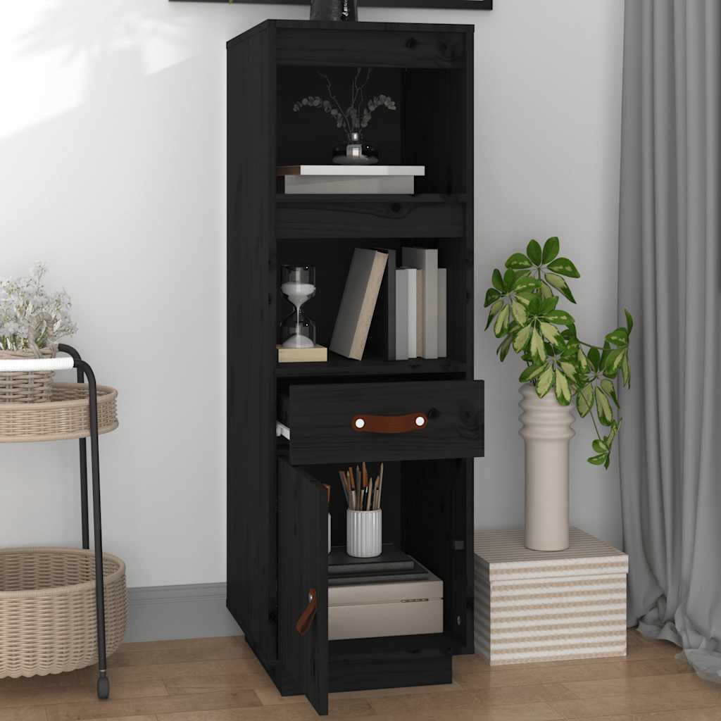 højskab 34x40x108,5 cm massivt fyrretræ sort