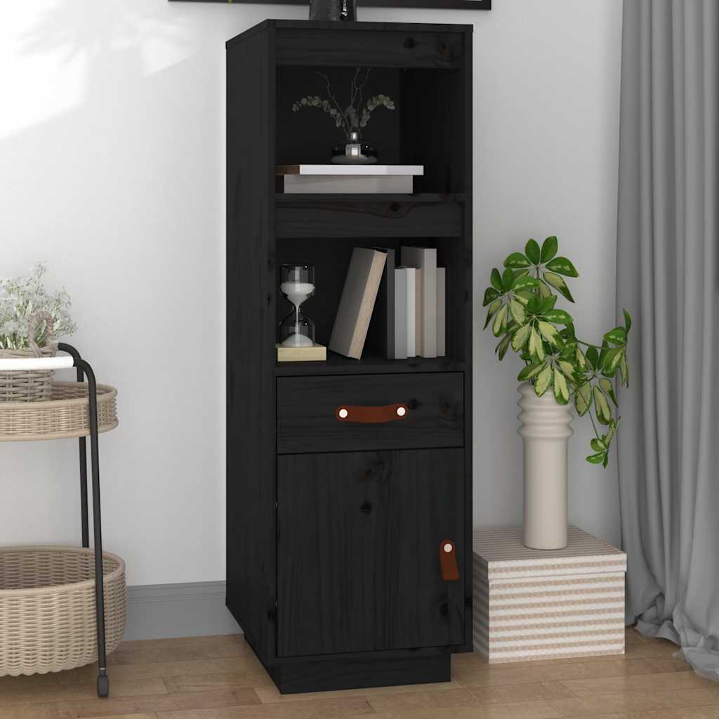 højskab 34x40x108,5 cm massivt fyrretræ sort