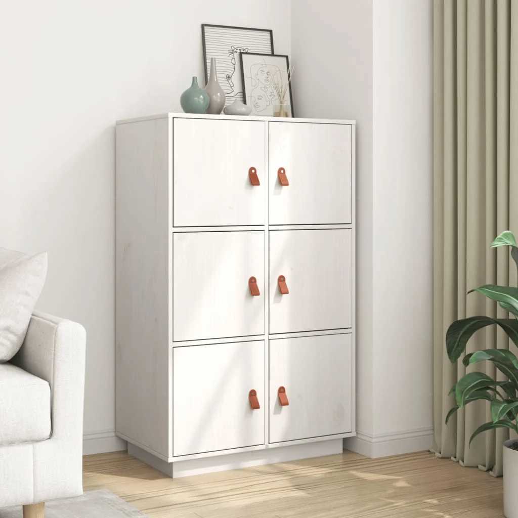 højskab 67x40x108,5 cm massivt fyrretræ hvid