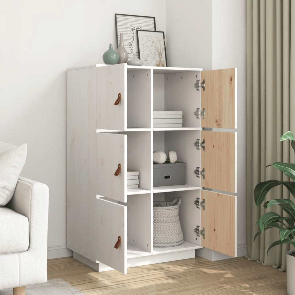 højskab 67x40x108,5 cm massivt fyrretræ hvid