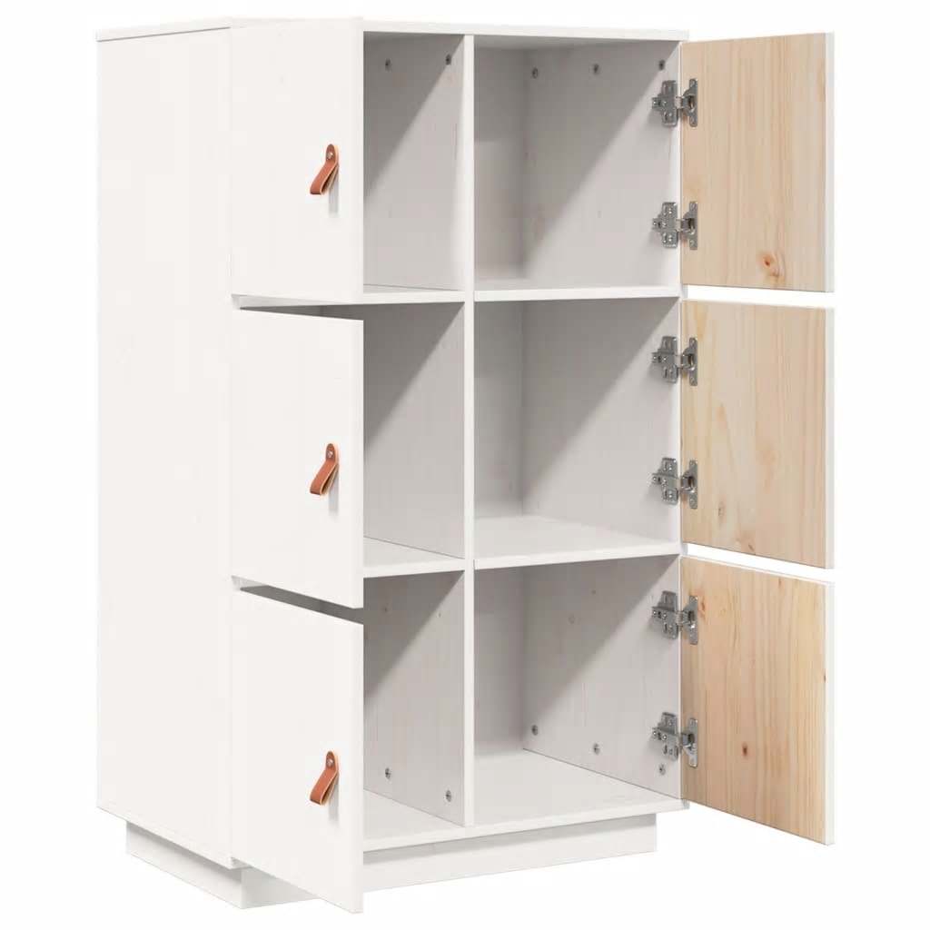 højskab 67x40x108,5 cm massivt fyrretræ hvid