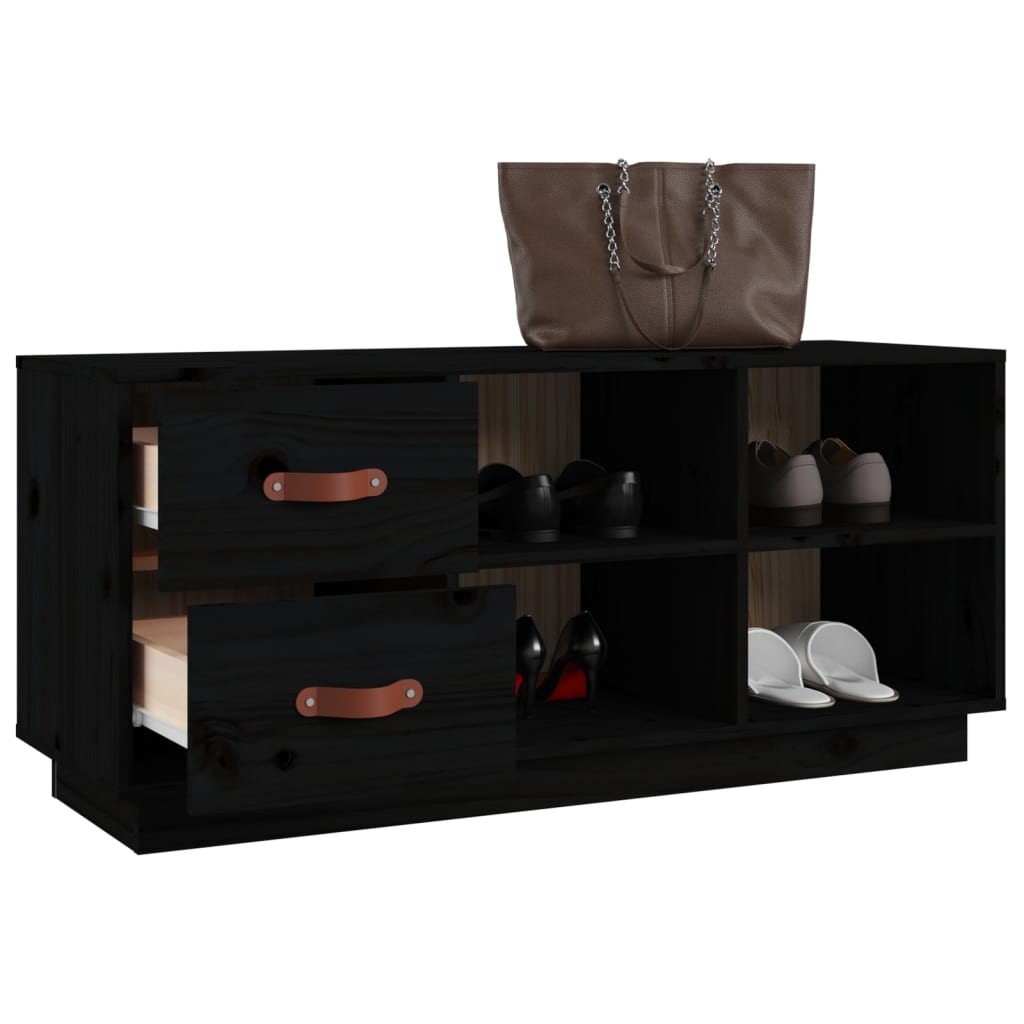 skobænk 100x34x45 cm massivt fyrretræ sort
