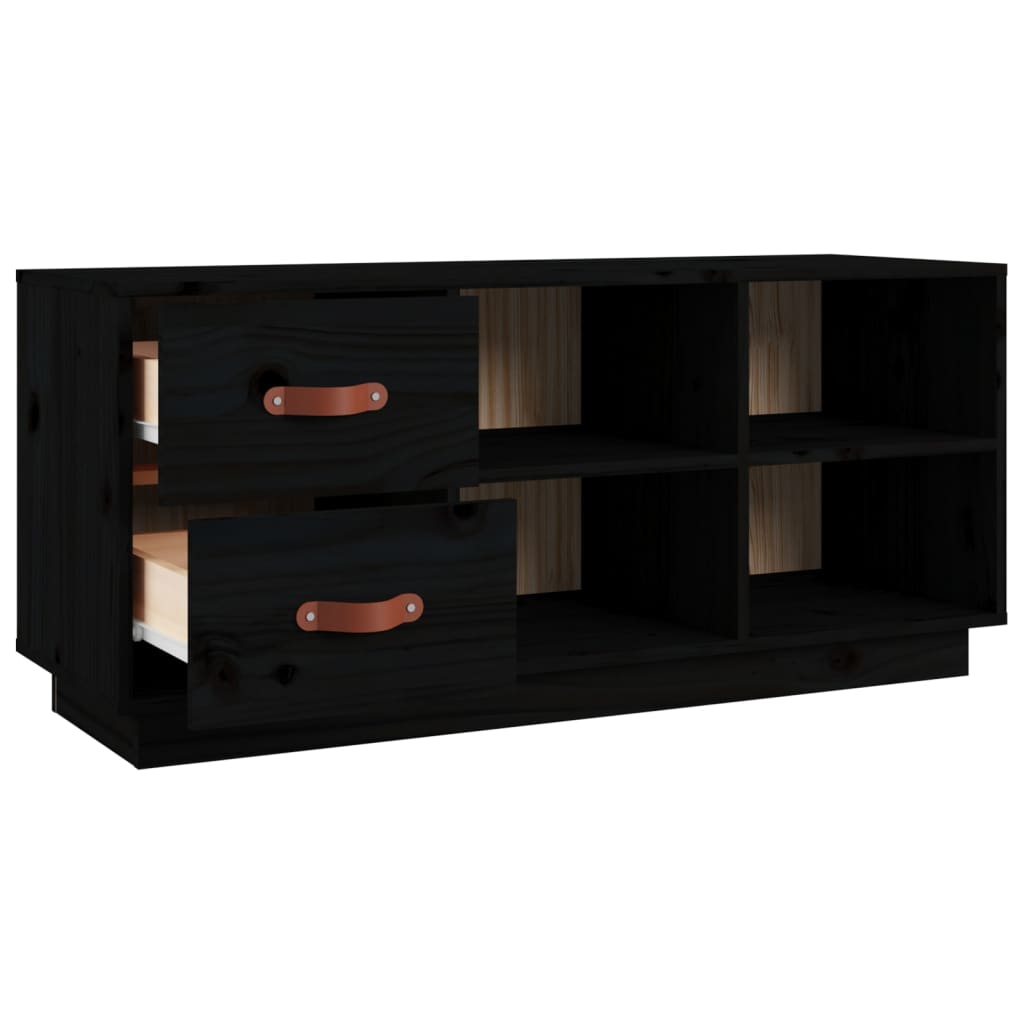 skobænk 100x34x45 cm massivt fyrretræ sort