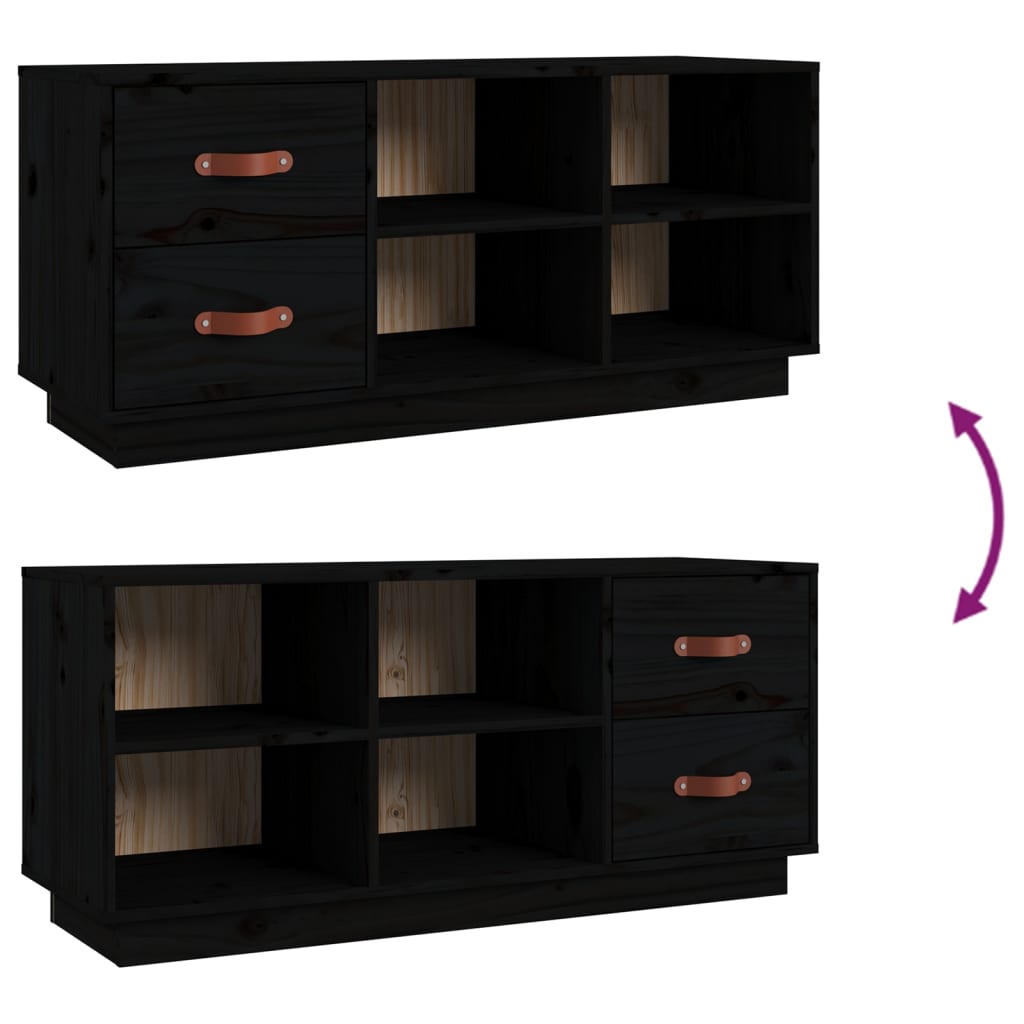 skobænk 100x34x45 cm massivt fyrretræ sort