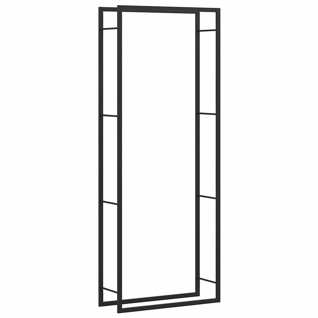 brændehylde mat sort 80x28x222 cm stål
