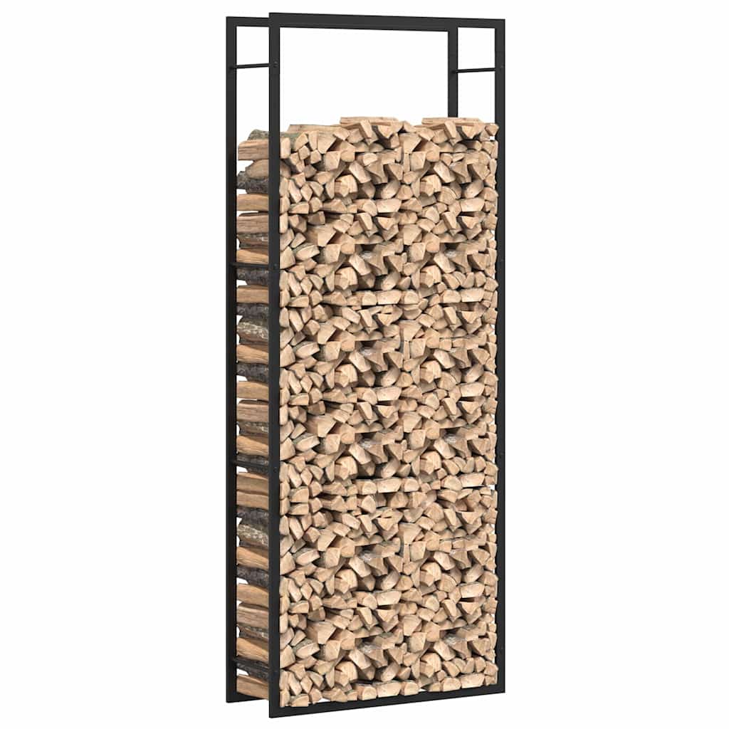 brændehylde mat sort 80x28x222 cm stål