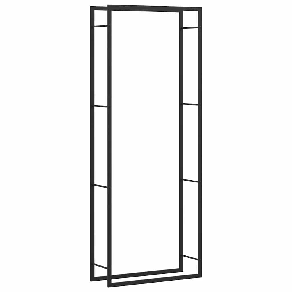 brændehylde mat sort 80x28x222 cm stål