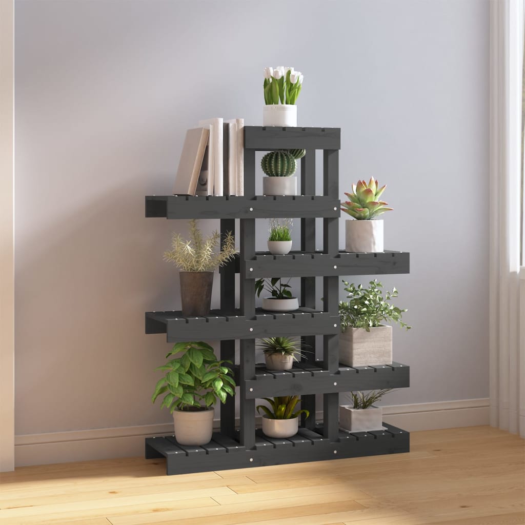 plantestativ 85x25x109,5 cm massivt fyrretræ grå