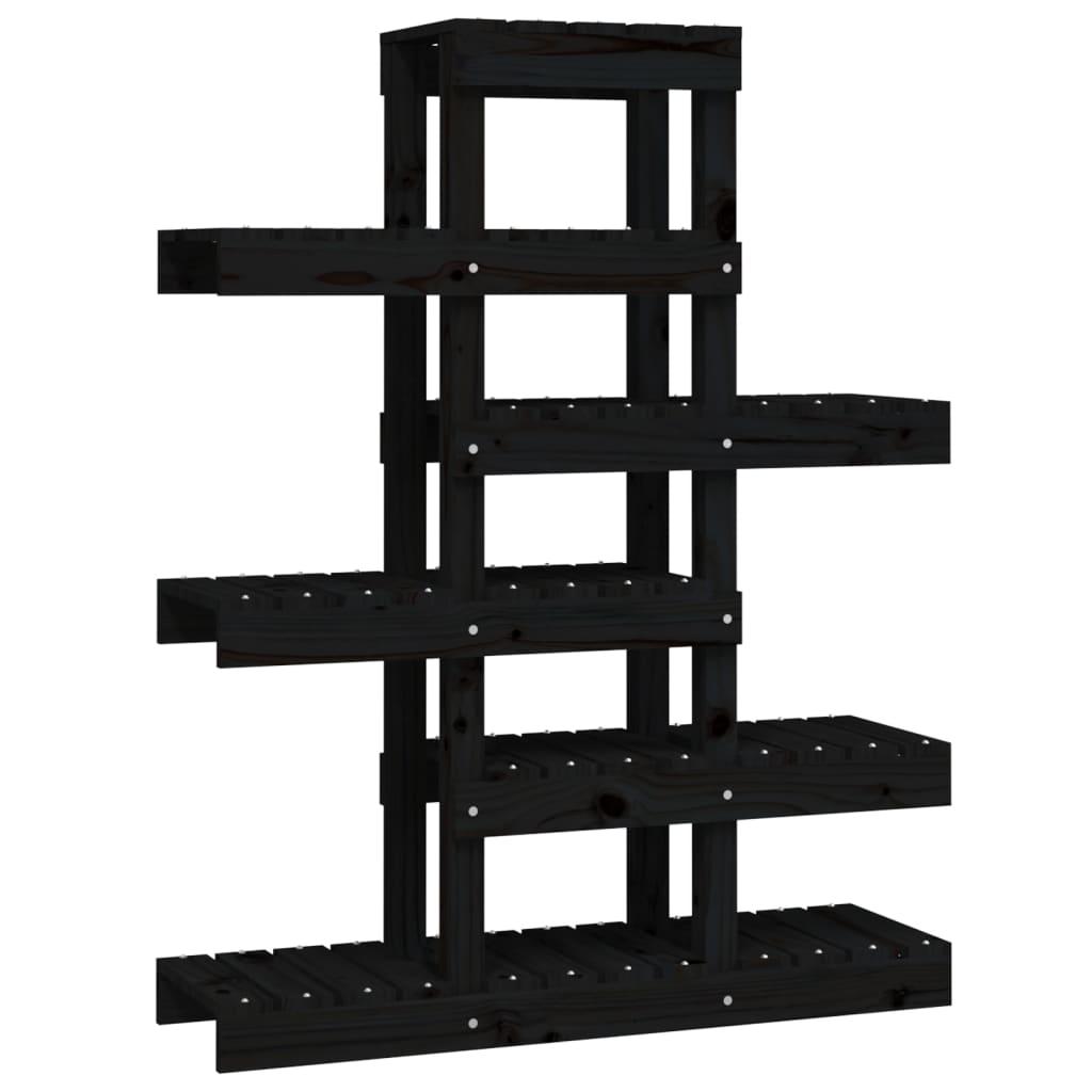 plantestativ 85x25x109,5 cm massivt fyrretræ sort