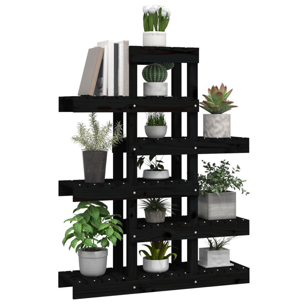 plantestativ 85x25x109,5 cm massivt fyrretræ sort