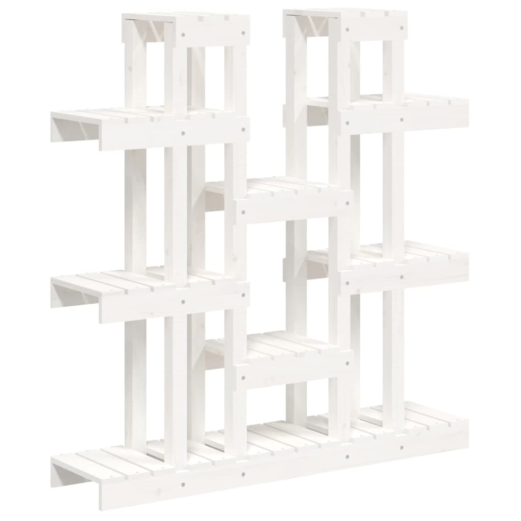 plantestativ 104,5x25x109,5 cm massivt fyrretræ hvid