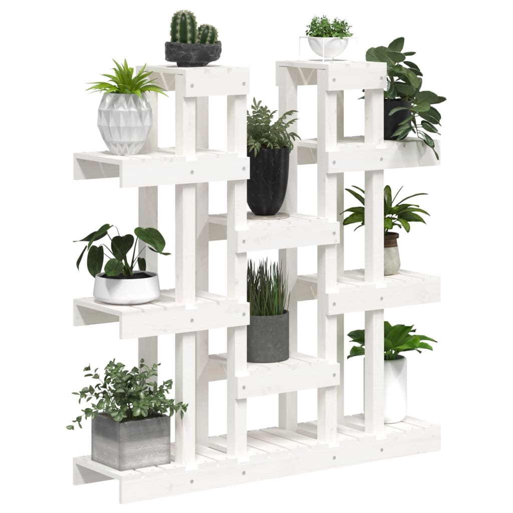 plantestativ 104,5x25x109,5 cm massivt fyrretræ hvid
