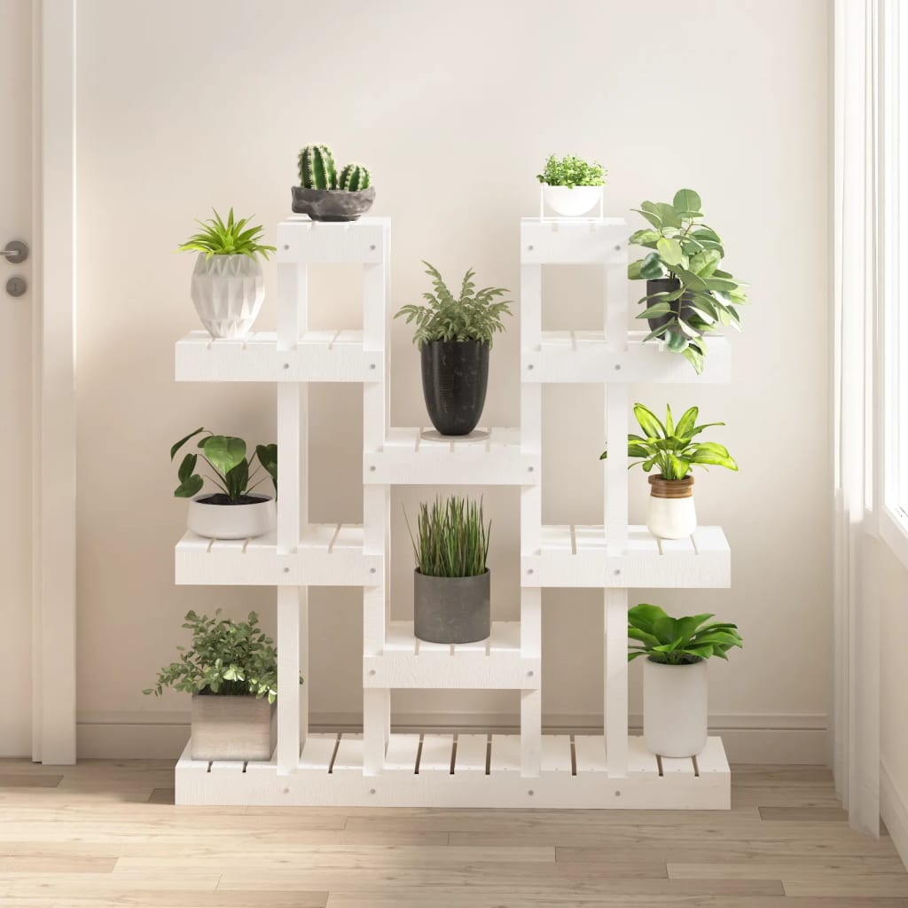 plantestativ 104,5x25x109,5 cm massivt fyrretræ hvid