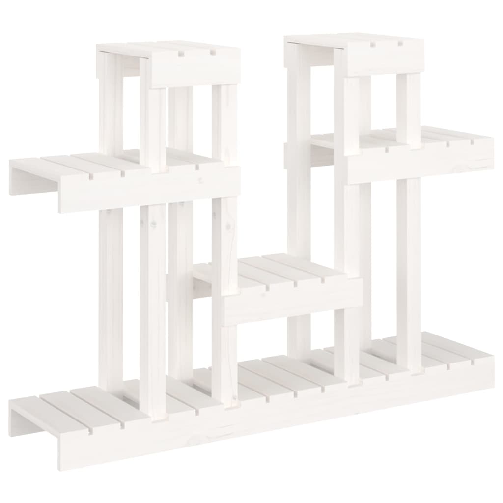 plantestativ 104,5x25x77,5 cm massivt fyrretræ hvid