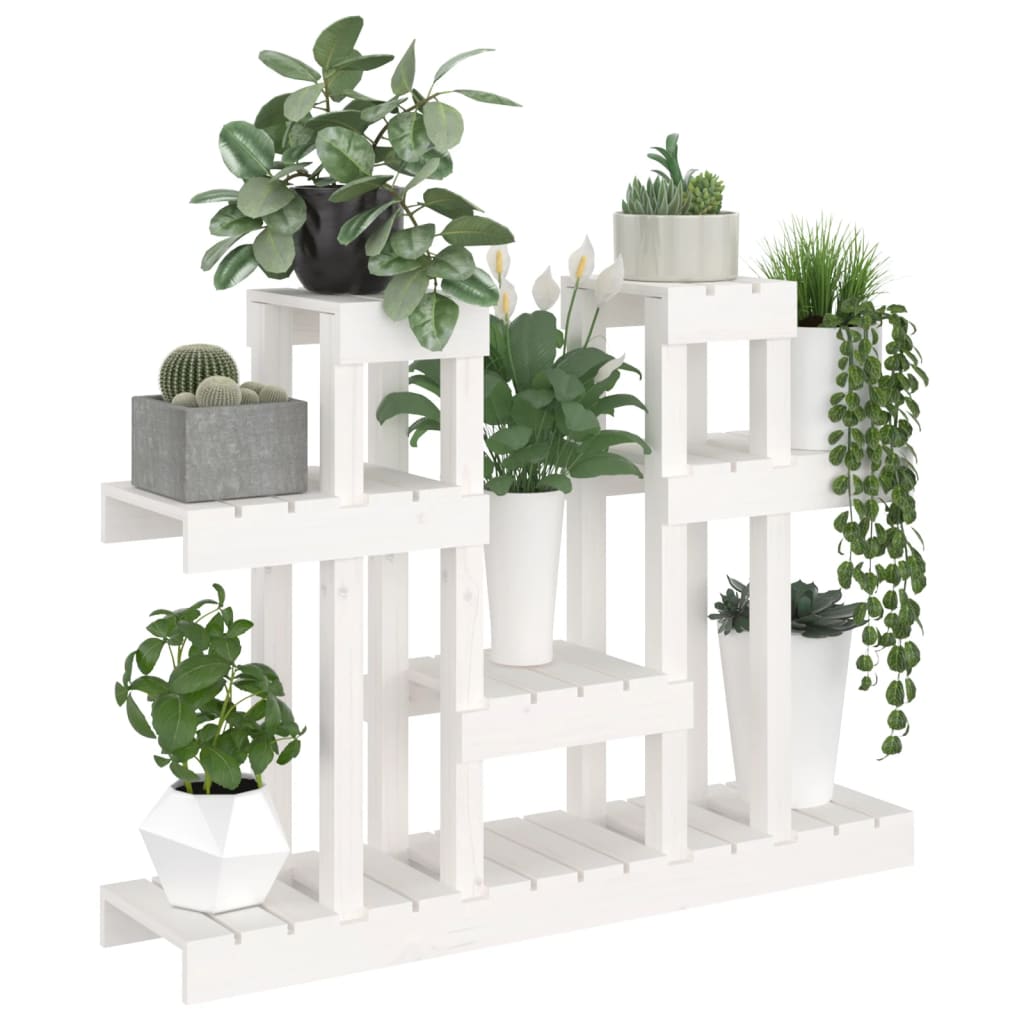 plantestativ 104,5x25x77,5 cm massivt fyrretræ hvid