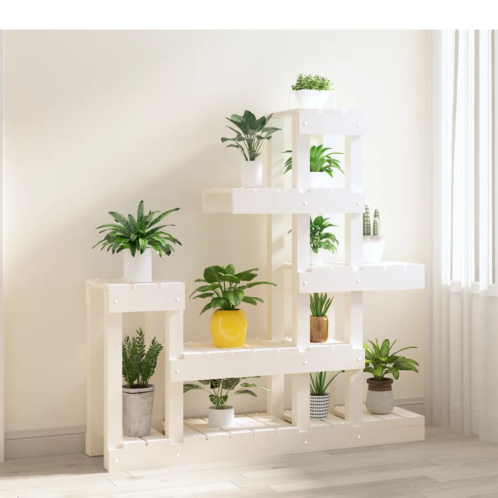 plantestativ 92x25x97 cm massivt fyrretræ hvid