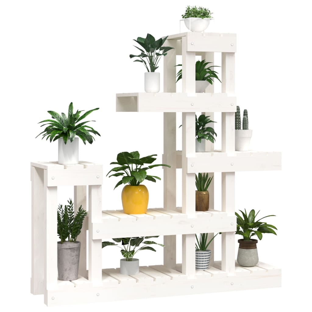 plantestativ 92x25x97 cm massivt fyrretræ hvid