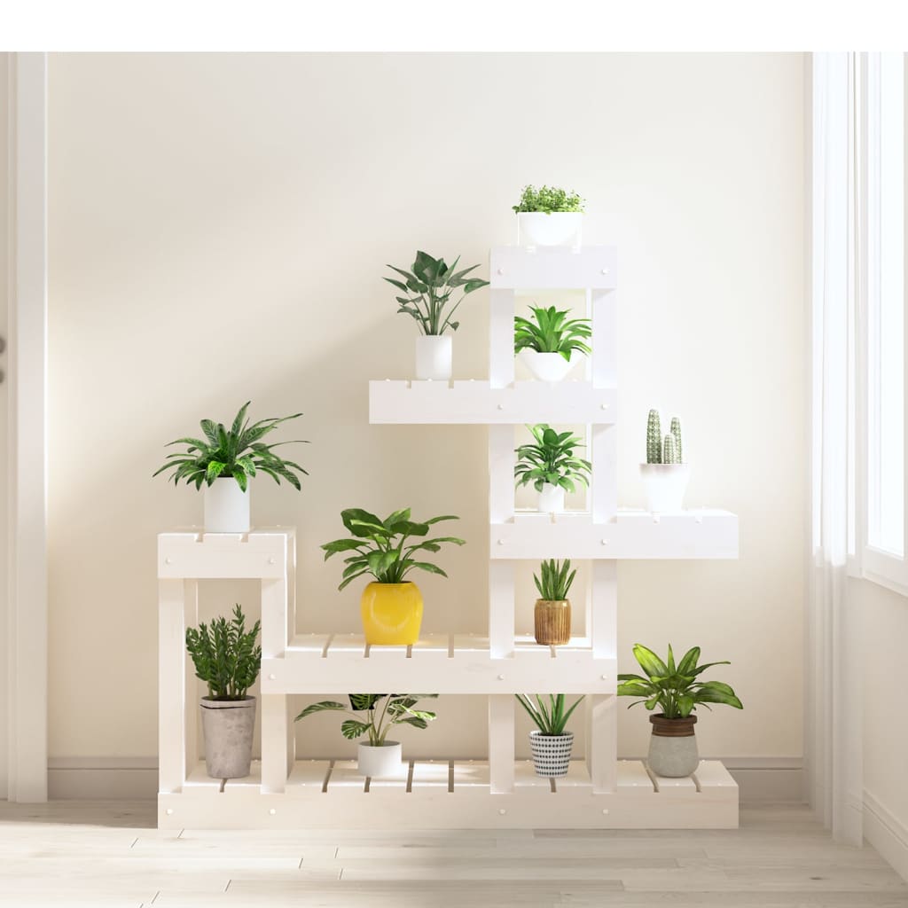plantestativ 92x25x97 cm massivt fyrretræ hvid
