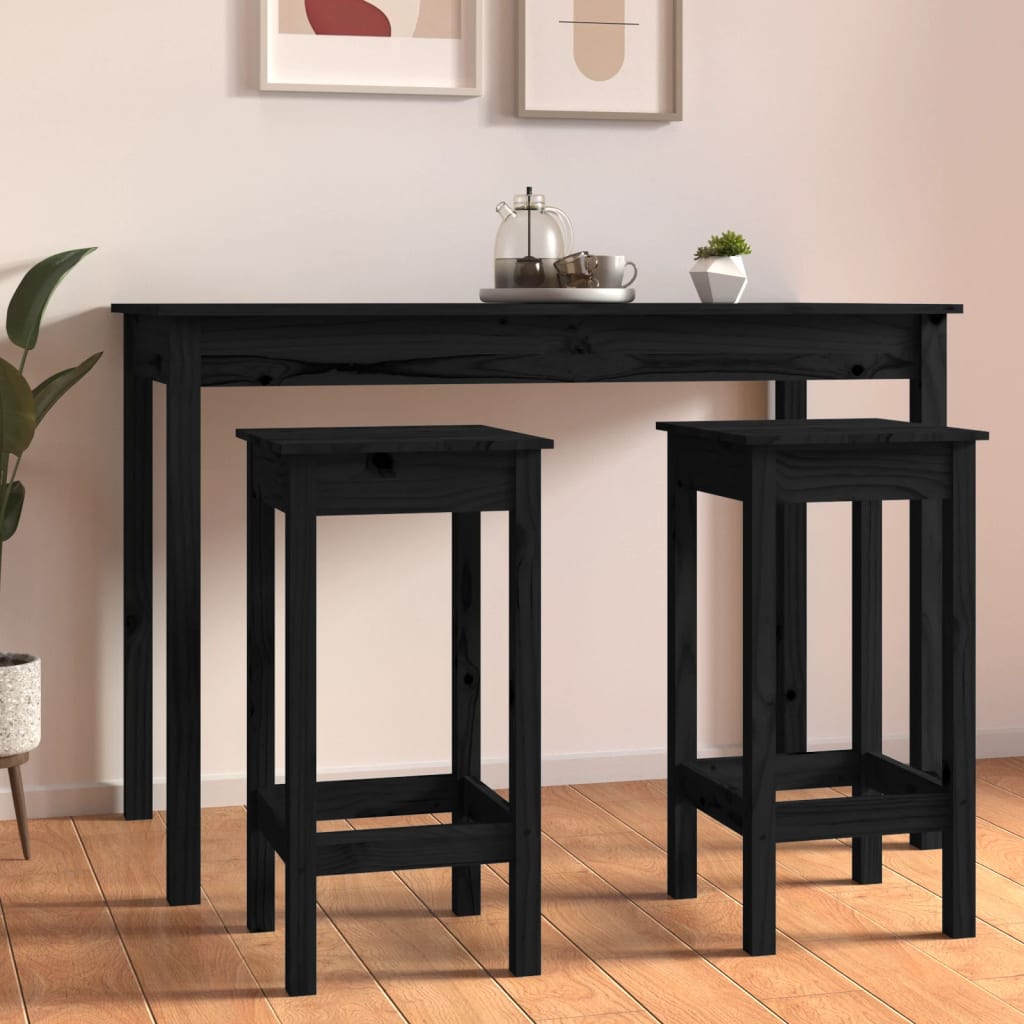 barstole 2 stk. 40x40x78 cm massivt fyrretræ sort