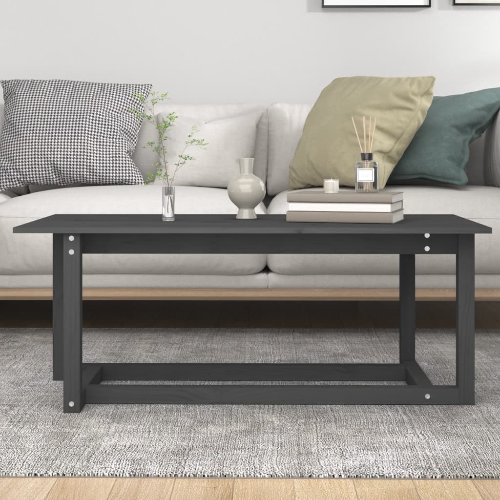 sofabord 110x55x45 cm massivt fyrretræ grå