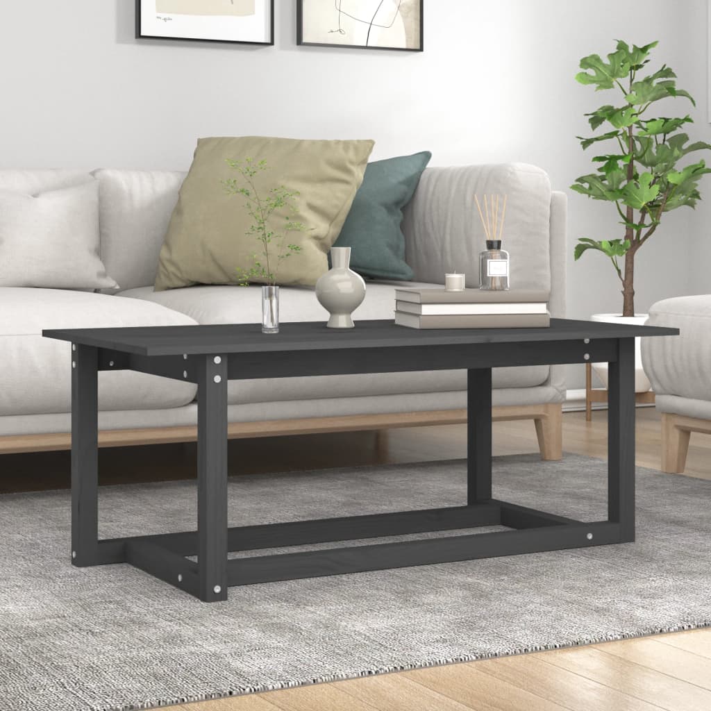 sofabord 110x55x45 cm massivt fyrretræ grå