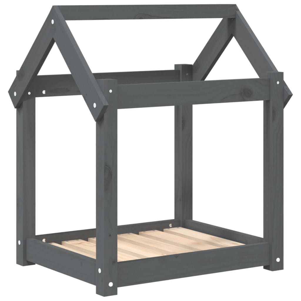 hundeseng 61x50x70 cm massivt fyrretræ grå