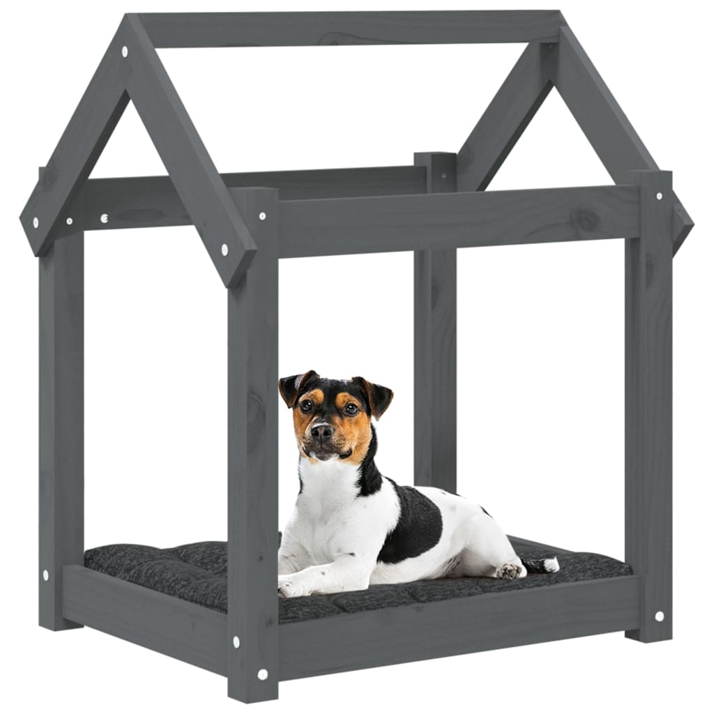hundeseng 61x50x70 cm massivt fyrretræ grå