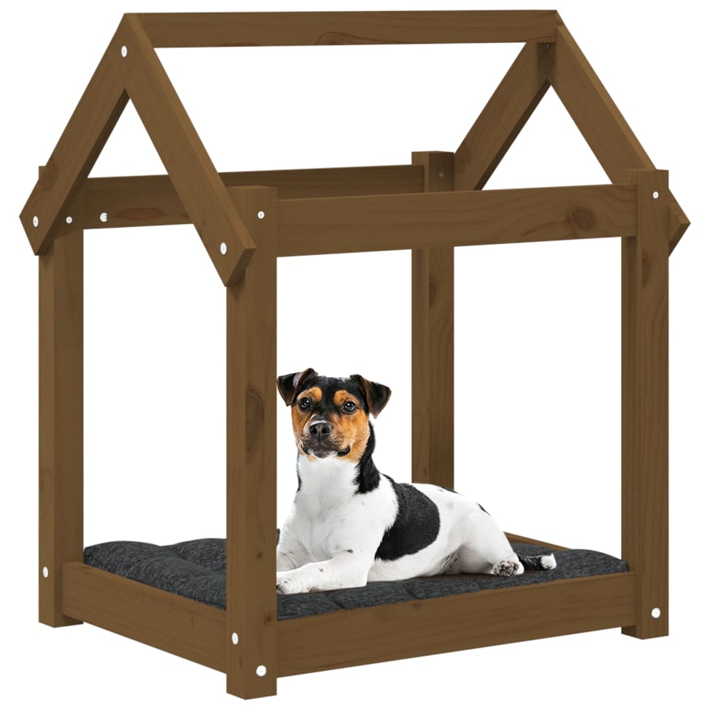 hundeseng 61x50x70 cm massivt fyrretræ gyldenbrun