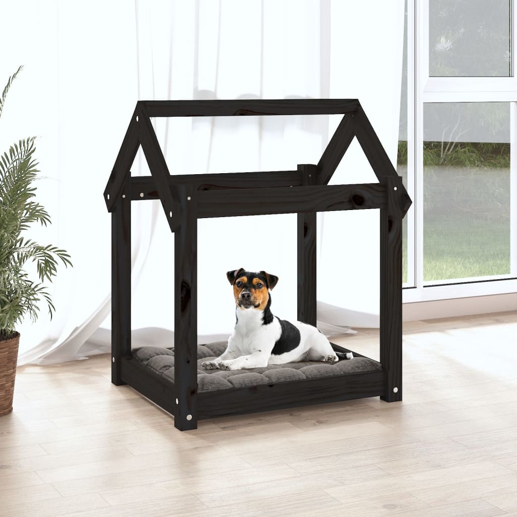 hundeseng 61x50x70 cm massivt fyrretræ sort