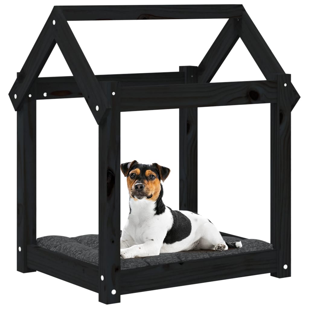 hundeseng 61x50x70 cm massivt fyrretræ sort