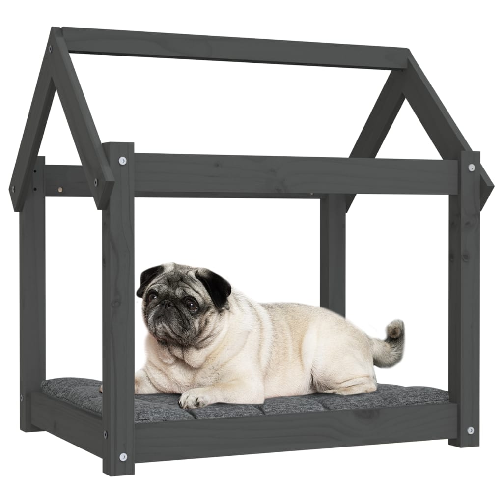 hundeseng 71x55x70 cm massivt fyrretræ grå