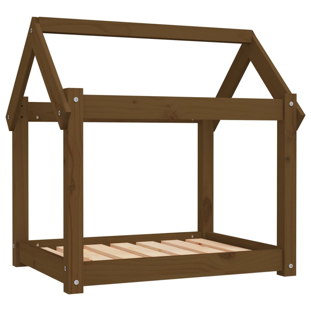 hundeseng 71x55x70 cm massivt fyrretræ gyldenbrun