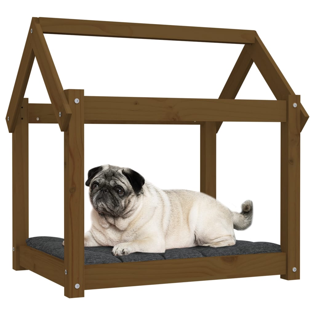 hundeseng 71x55x70 cm massivt fyrretræ gyldenbrun