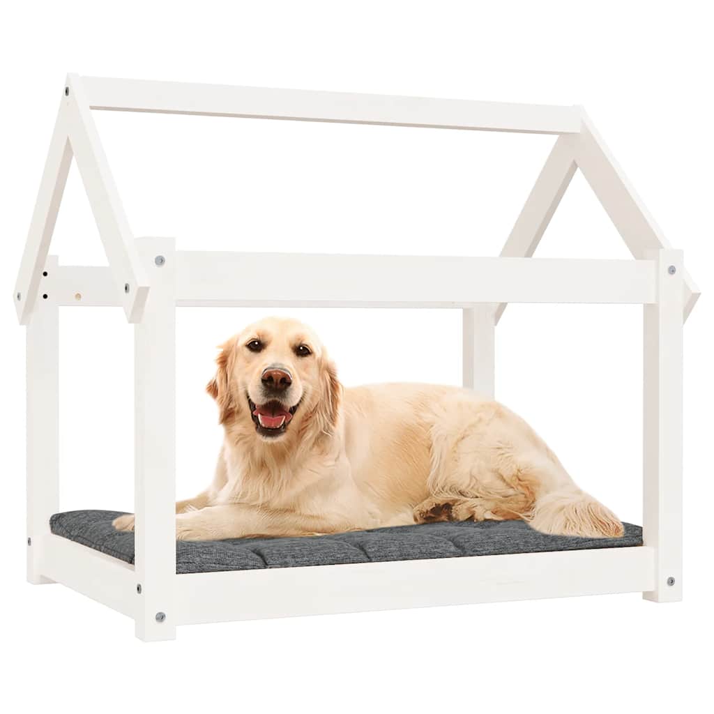 hundeseng 81x60x70 cm massivt fyrretræ hvid