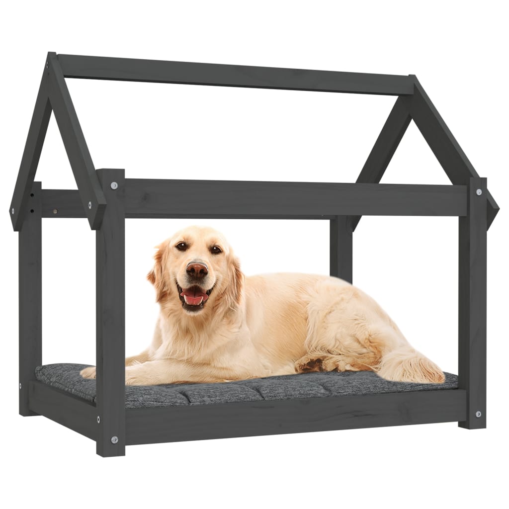 hundeseng 81x60x70 cm massivt fyrretræ grå