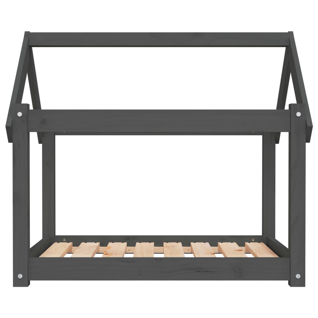 hundeseng 81x60x70 cm massivt fyrretræ grå