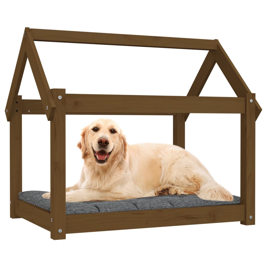 hundeseng 81x60x70 cm massivt fyrretræ gyldenbrun