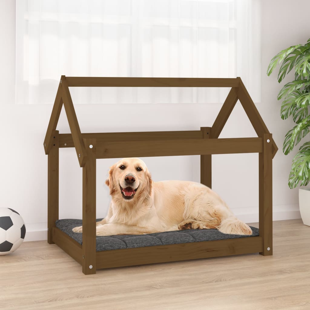 hundeseng 81x60x70 cm massivt fyrretræ gyldenbrun