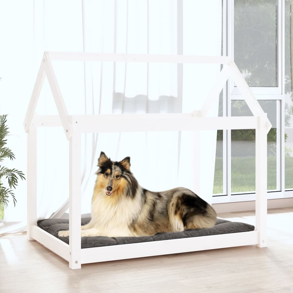 hundeseng 101x70x90 cm massivt fyrretræ hvid