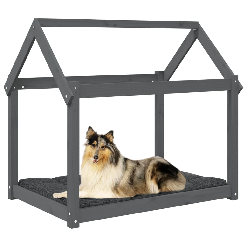 hundeseng 101x70x90 cm massivt fyrretræ grå
