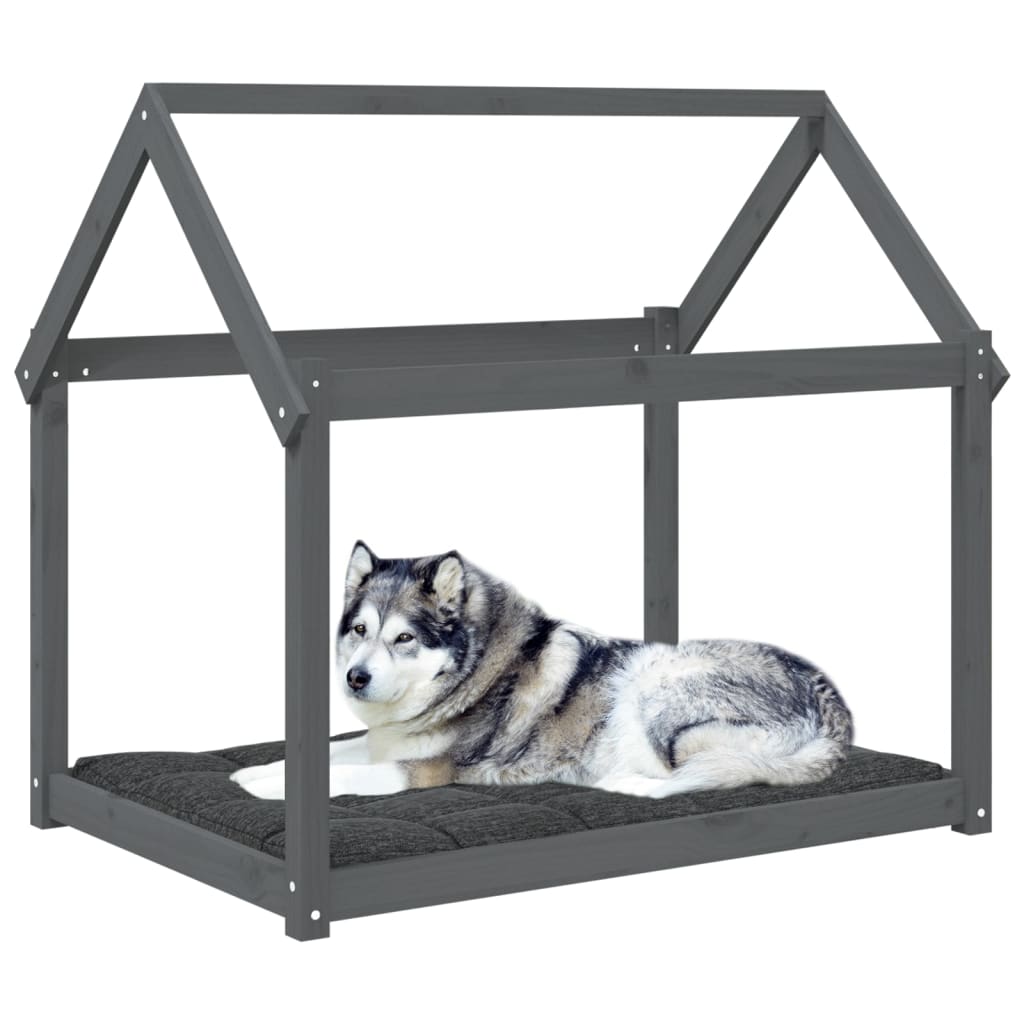 hundeseng 111x80x100 cm massivt fyrretræ grå