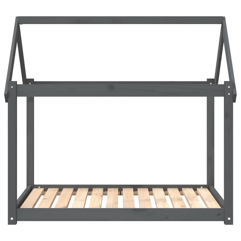 hundeseng 111x80x100 cm massivt fyrretræ grå