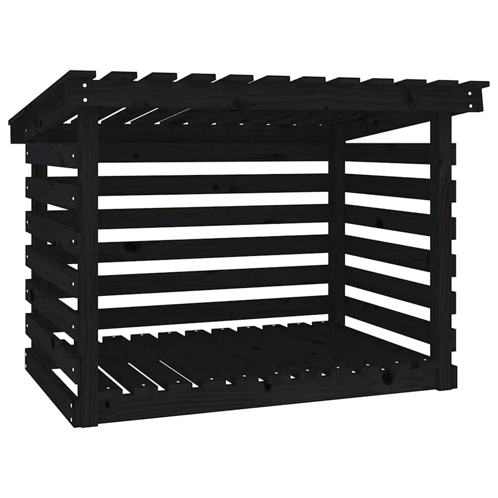 brændestativ 108x73x79 cm massivt fyrretræ sort