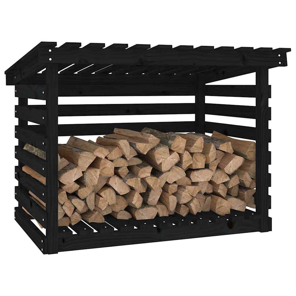 brændestativ 108x73x79 cm massivt fyrretræ sort