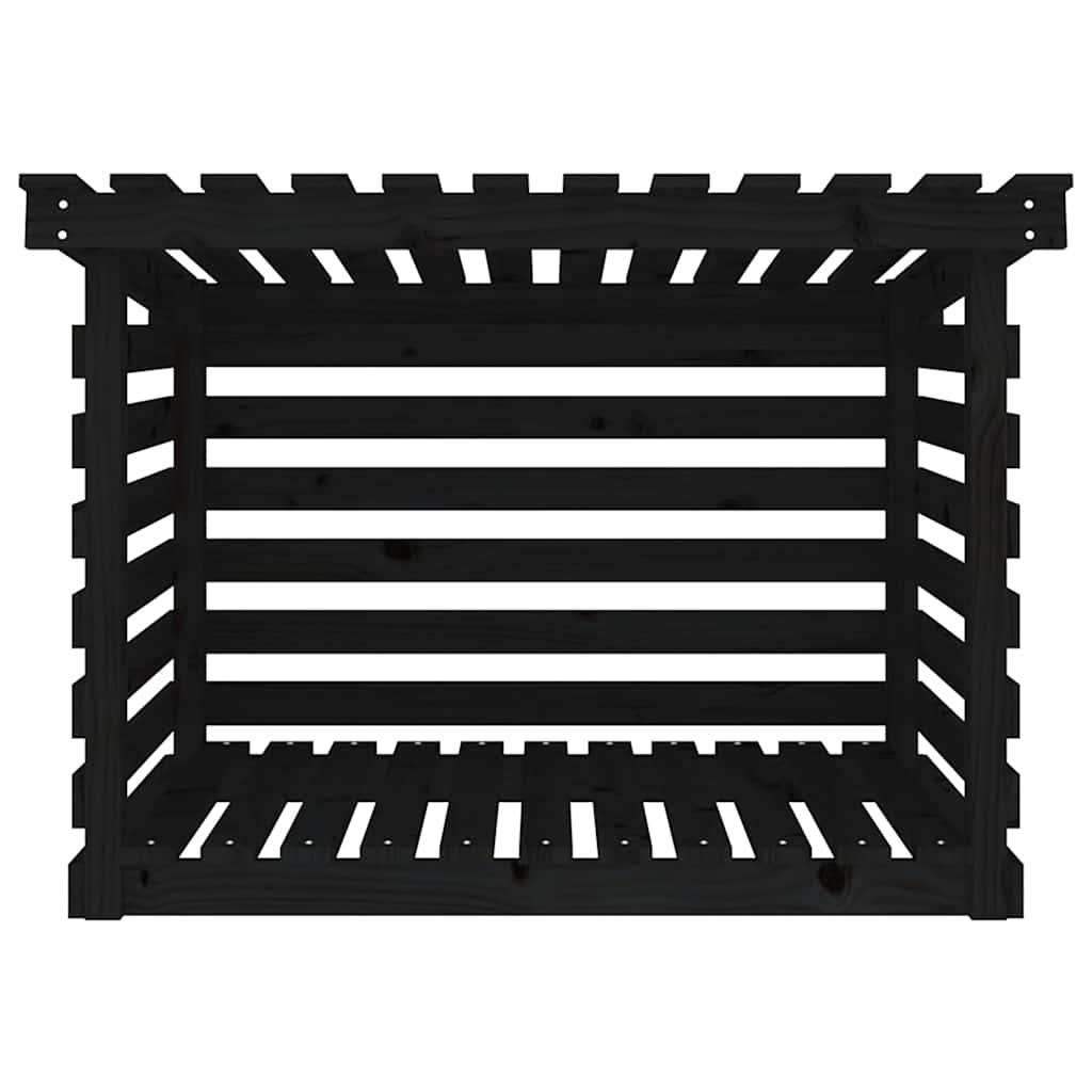 brændestativ 108x73x79 cm massivt fyrretræ sort